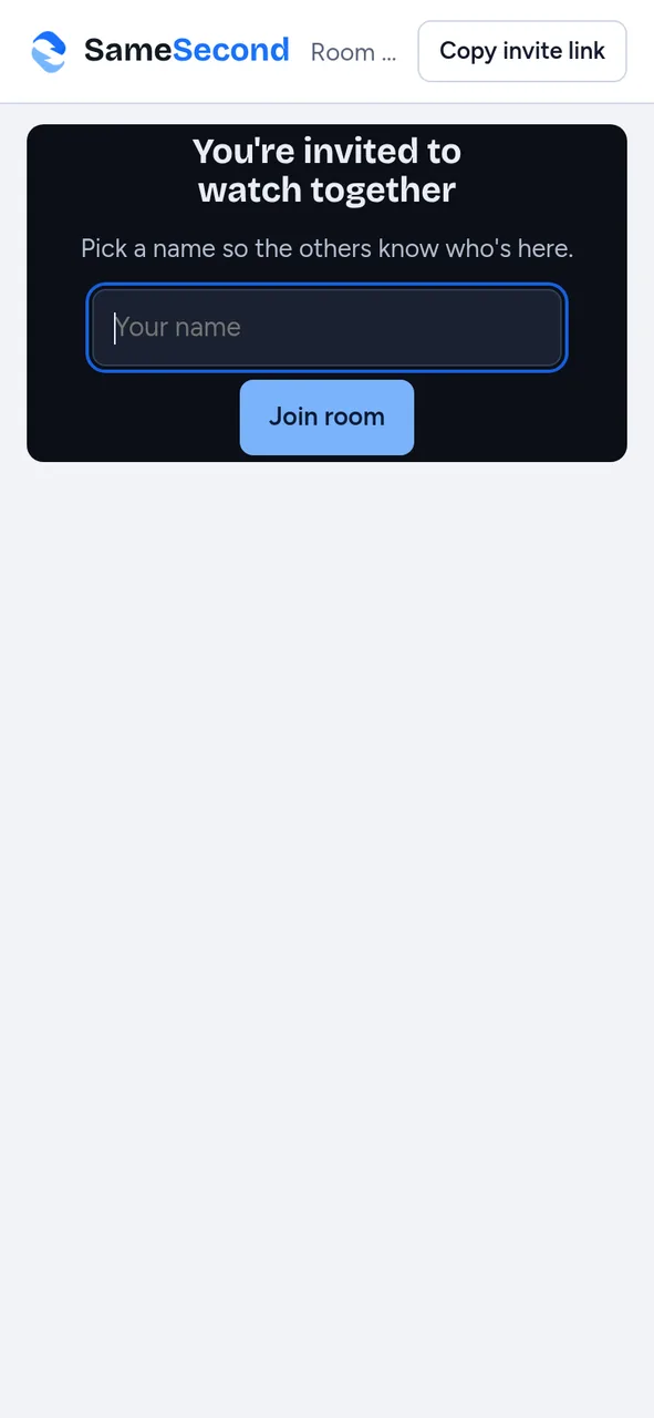 An invite opened on a phone, asking for a name
